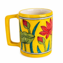 Blue Pottery Tea & Coffee Mug Mug with Hand-Painted Floral Design | Perfect for Gifting, Everyday Use