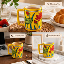 Blue Pottery Tea & Coffee Mug Mug with Hand-Painted Floral Design | Perfect for Gifting, Everyday Use