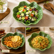 Click to see full view     Velvet Valley Ceramic Lotus Leaf Shaped Decorative Green Bowl | Perfect for Serving Chineese, Snacks & Slalad