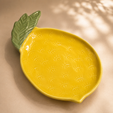 Lemon-Shaped Ceramic Serving Platter | Decorative Fruit Design Snack Tray | Yellow Ceramic Serveware