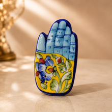 Hand-Painted Palm Shaped Ceramic Agarbatti Holder | Hamsa Hand Incense Stand | Decorative Spiritual Decor
