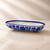 Hand-Painted Blue Floral Ceramic Oval Serving Dish | Decorative Snack & Dry Fruit Tray | Traditional Pottery Tableware