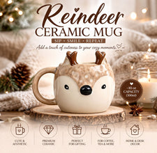 Cute Reindeer Shape Ceramic Coffee Mug